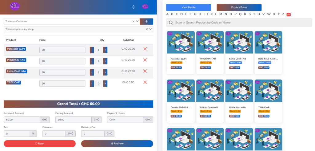 Msales Software Sales Interface