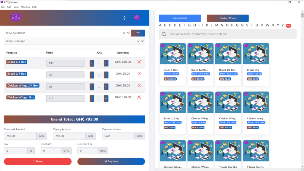 Msales Software Sales Interface