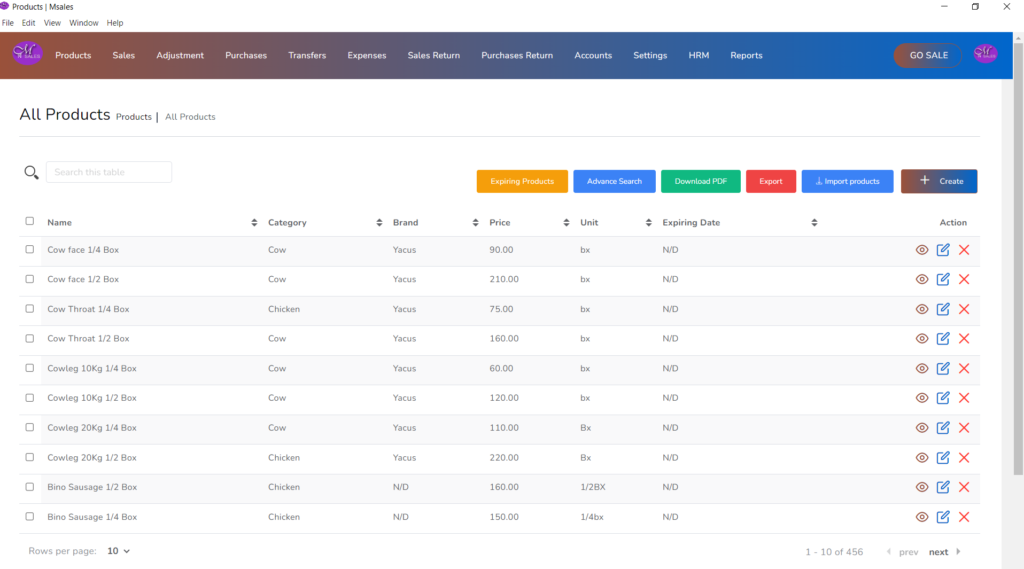 Msales Software Sales Interface